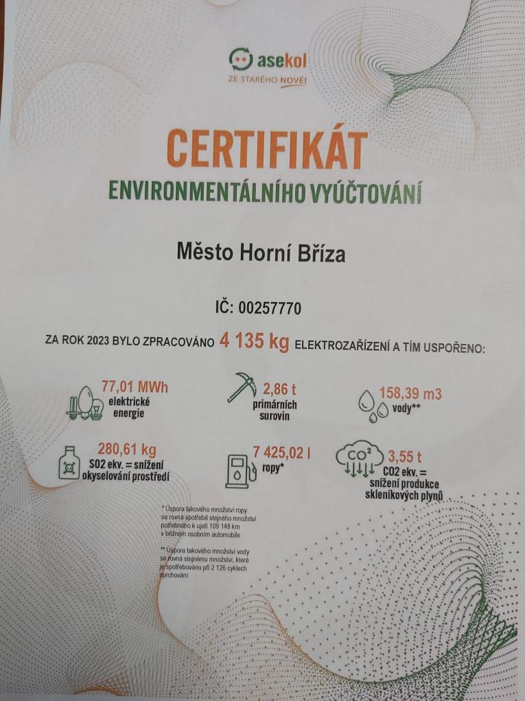 Certifikát environmentálního vyúčtování